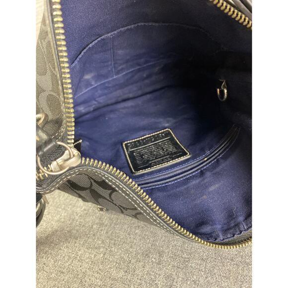 COACH SIGNATURE BAG BLACK Canvas Crossbody Shoulder Style 9362 Purse - Picture 7 of 11